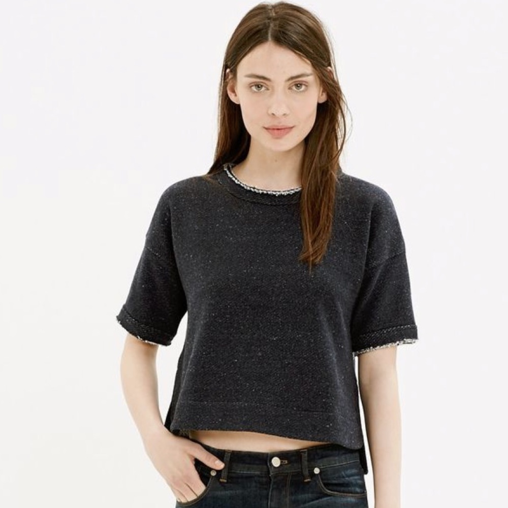 madewell raw-edge crop sweater